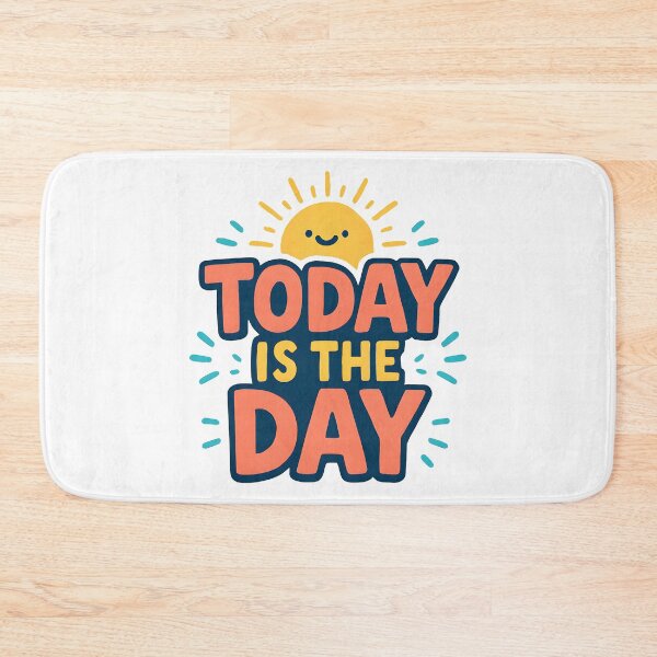 Item preview, Today Is the Day Motivational Quote with Smiling Sun and Bold Colours. designed and sold by The-T-In-Retro.