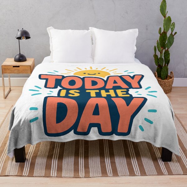 Item preview, Today Is the Day Motivational Quote with Smiling Sun and Bold Colours. designed and sold by The-T-In-Retro.