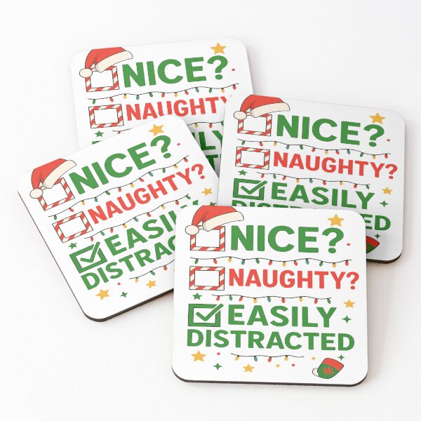 Item preview, “Nice? Naughty? Easily Distracted – Funny Christmas Checklist Design designed and sold by JollyDoodle Studio.