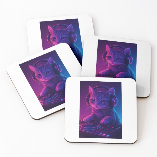 Item preview, Neon DJ Kitty – Cyberpunk Cat Artwork designed and sold by LovelyCatGalaxy.