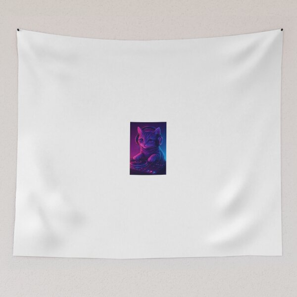 Item preview, Neon DJ Kitty – Cyberpunk Cat Artwork designed and sold by LovelyCatGalaxy.