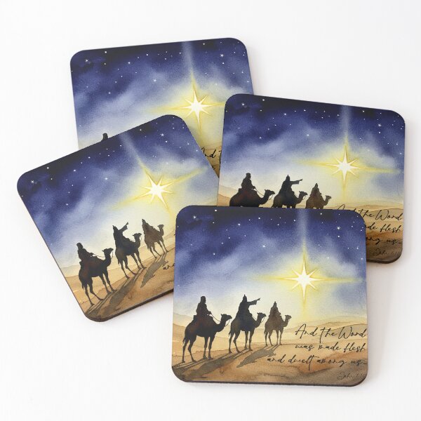 Item preview, We Three Kings. Wise men silhouettes and dramatic sky palette designed and sold by WatercolourLily.