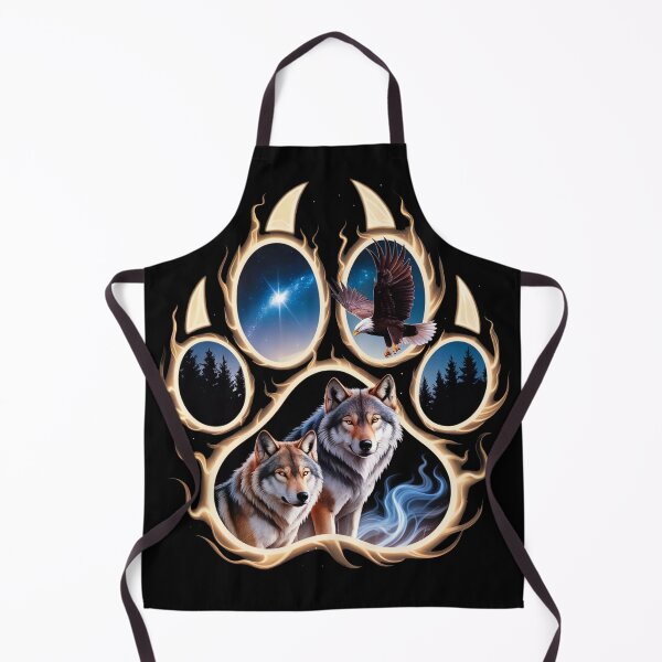 Item preview, Wolf Paw Print Forest Design with Wolves and Eagle Night Sky designed and sold by FreakamaGeek.