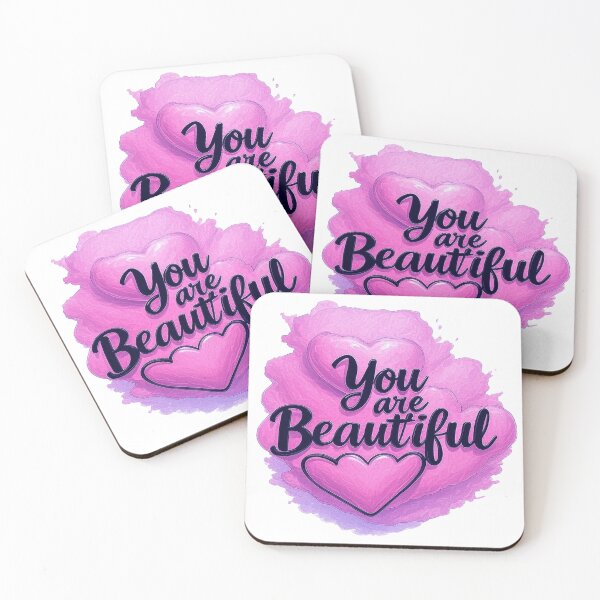 Item preview, You Are Beautiful Pastel Pink Watercolor Cherry Blossom Motivational Sticker Printable Digital Download designed and sold by ARTCREATESHOP.