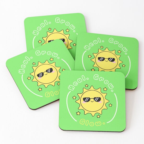 Item preview, Cool Sun with Sunglasses: "Heal. Grow. Glow." Positive Affirmation Graphic Design designed and sold by Hi-Vibes.