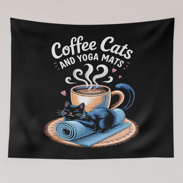 Item preview, Coffee Cats And Yoga Mats - Funny Cats And Yoga Lover designed and sold by JaimeTrudie.