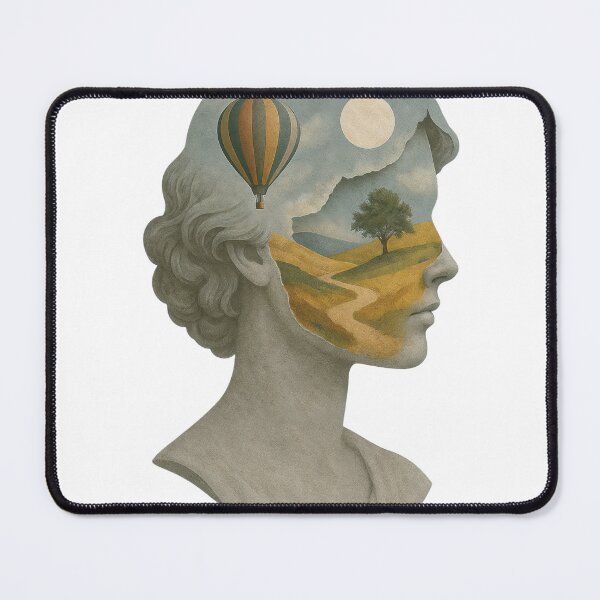 Item preview, Classical stone bust profile reveals surreal inner landscape scene designed and sold by Creative88Art.