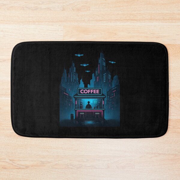 Item preview, Neon Coffee Stall – Cyberpunk Night Market Brew designed and sold by AddictiveDesign.