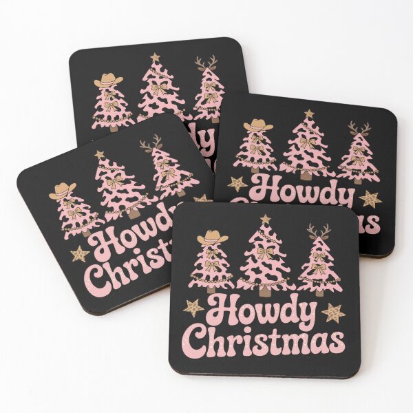 Item preview, Howdy Christmas – Pink Cowprint Western Holiday Trees designed and sold by SoftStyleStudio ⭐⭐⭐.