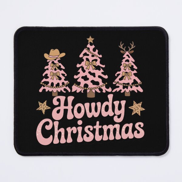 Item preview, Howdy Christmas – Pink Cowprint Western Holiday Trees designed and sold by SoftStyleStudio ⭐⭐⭐.