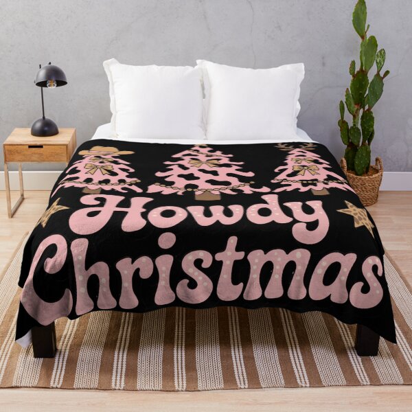Item preview, Howdy Christmas – Pink Cowprint Western Holiday Trees designed and sold by SoftStyleStudio ⭐⭐⭐.