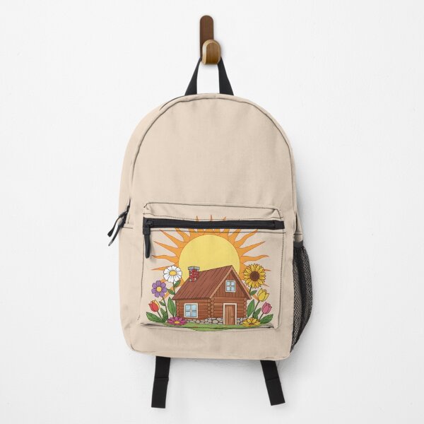 Item preview, Wooden Cabin with Garden and Sun – Cozy Cabin Illustration designed and sold by LMDIGITAL6.