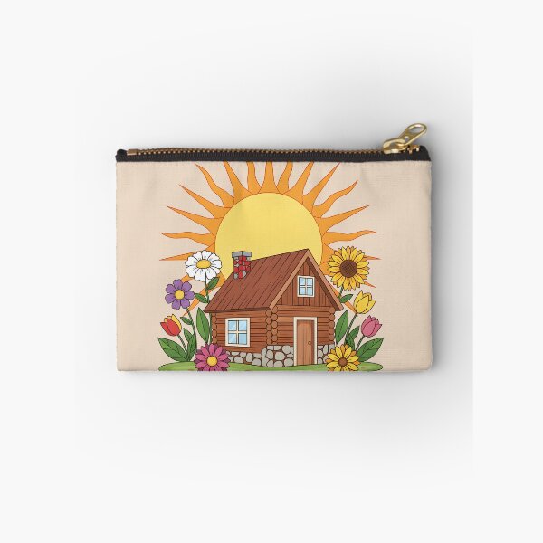 Item preview, Wooden Cabin with Garden and Sun – Cozy Cabin Illustration designed and sold by LMDIGITAL6.