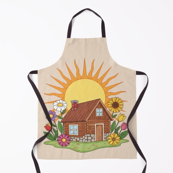 Item preview, Wooden Cabin with Garden and Sun – Cozy Cabin Illustration designed and sold by LMDIGITAL6.
