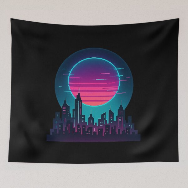 Item preview, Neon Retro City – Cyberpunk Sunset Skyline designed and sold by AddictiveDesign.