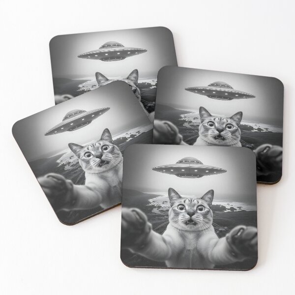 Item preview, UFO Alien Abduction Cat Selfie designed and sold by Pawrizzma POD.