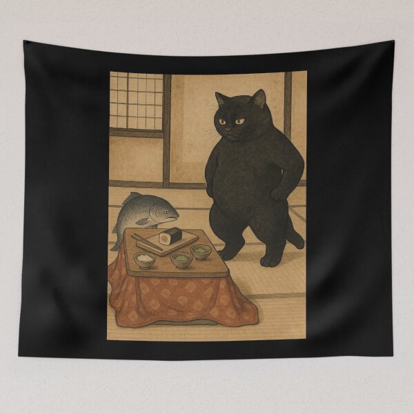 Item preview, Surreal Sushi Cat Kanō Style vibe artwork designed and sold by Sarcastic designs.