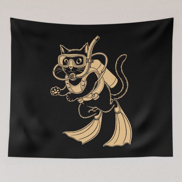 Item preview, Cat Scuba Diver Under Water Diving Scuba Divers designed and sold by AndreaBonnie.