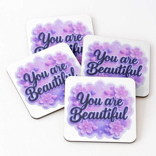 Item preview, Modern Feminine You Are Beautiful Die-Cut Vinyl Sticker with Glitter Holographic Finish designed and sold by ARTCREATESHOP.