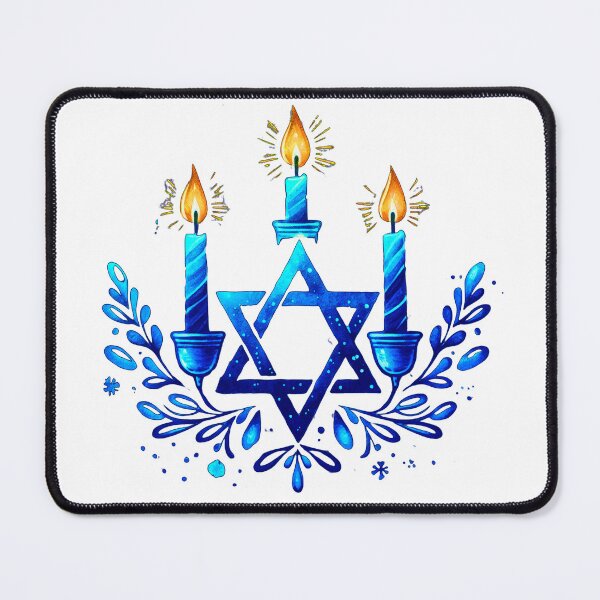 Item preview, Hanukkah Star Of David Blue Menorah With Candles designed and sold by DEC02.