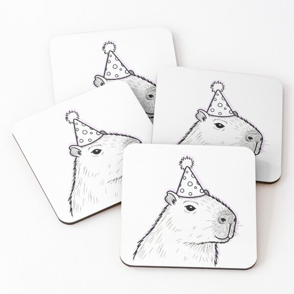 Item preview, Simple Capybara Doodle Wearing Birthday Hat Sketch Cute Funny Gift designed and sold by Design_Your_Day.