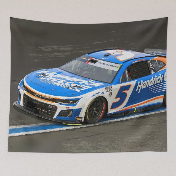 Item preview, Kyle Larson racing his 2025 Nascar Cup Car on the Charlotte Motor Speedway from the front abstract designed and sold by Rodissimus1984.