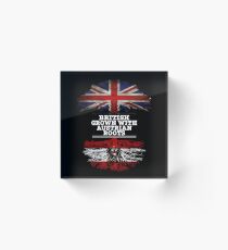 British Grown With Austrian Roots Gift For Austrian From Austria - Austria Flag in Roots Acrylic Block