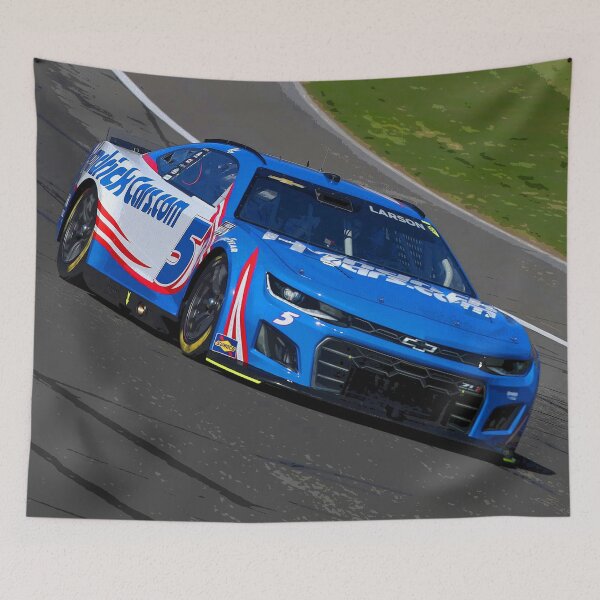 Item preview, Kyle Larson racing his 2025 Nascar Cup Car from the front abstract designed and sold by Rodissimus1984.