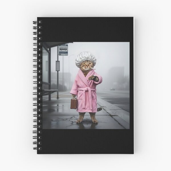 Item preview, Fabulous Cat in Robe & Shower Cap Waiting for Bus designed and sold by Pawrizzma POD.