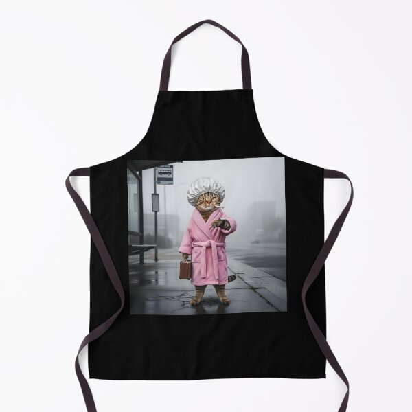 Item preview, Fabulous Cat in Robe & Shower Cap Waiting for Bus designed and sold by Pawrizzma POD.