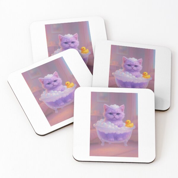 Item preview, Floating Bubble Bath Kitty – Dreamy Pastel Aesthetic Art designed and sold by LovelyCatGalaxy.