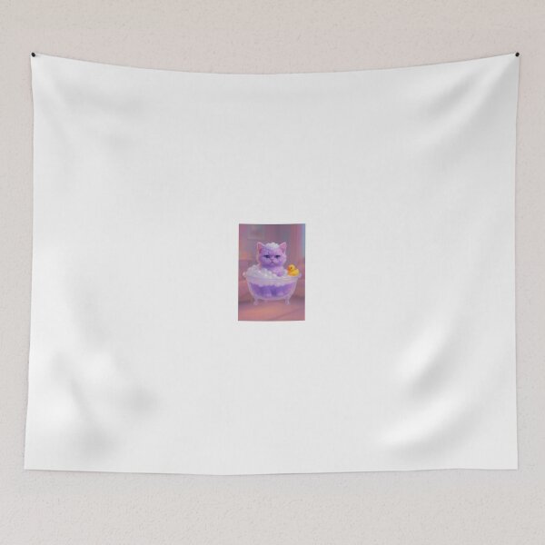 Item preview, Floating Bubble Bath Kitty – Dreamy Pastel Aesthetic Art designed and sold by LovelyCatGalaxy.
