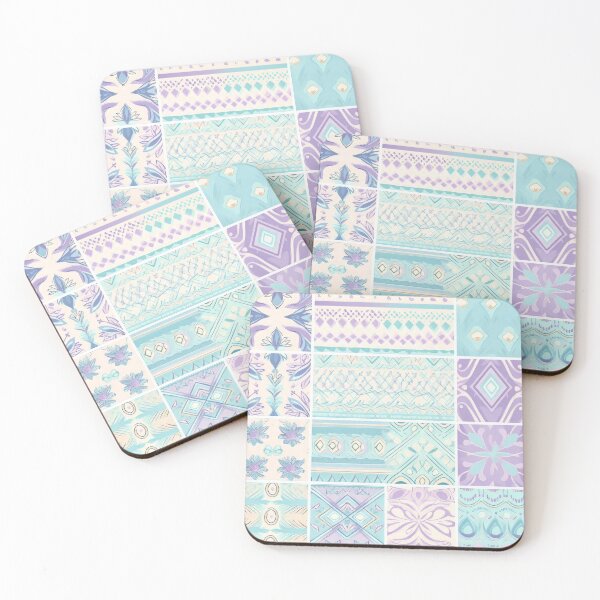 Item preview, Pastel Teal & Lavender Geometric Floral Pattern – Elegant Decorative Collage Design designed and sold by Inspiring Strokes.