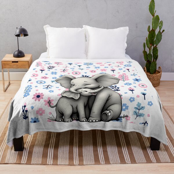 Item preview, Elephant and baby. Cute animal design with flowers designed and sold by SofikoDesigns.