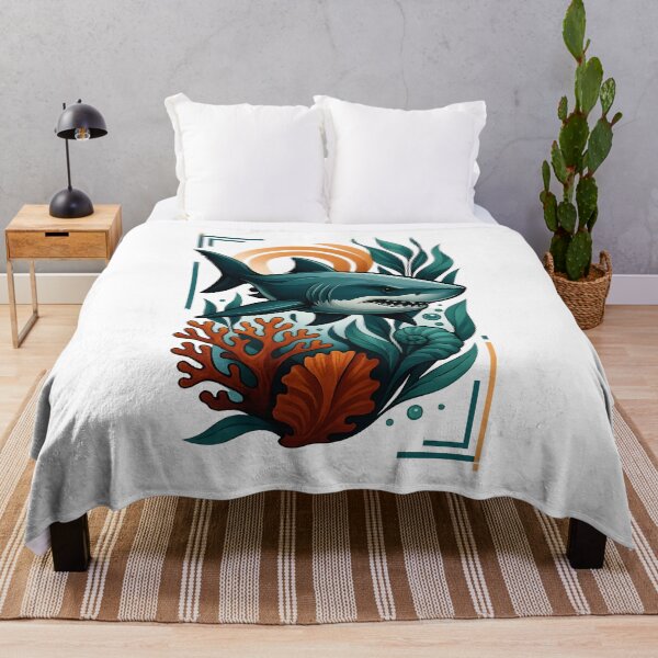 Item preview, Powerful Shark – Vintage Ocean Artwork with Coral & Sea Plants designed and sold by SVALANART.