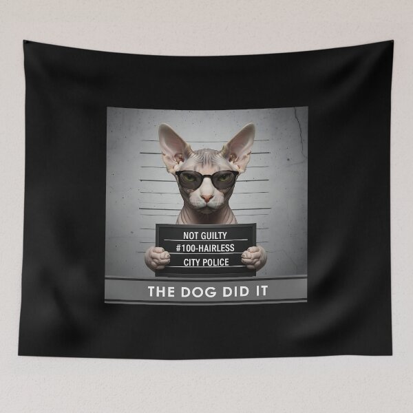 Item preview, Sphynx Cat Mugshot Shirt, Bad Kitty "Not Guilty," designed and sold by Pawrizzma POD.