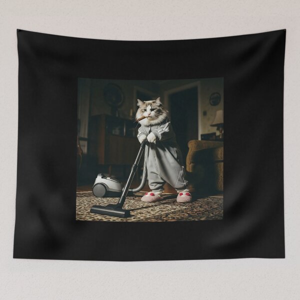 Item preview, Dapper Cat Vacuuming Funny designed and sold by Pawrizzma POD.