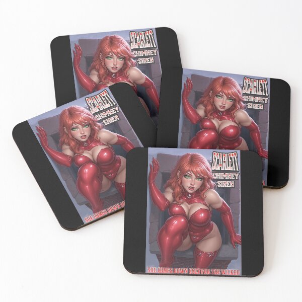Item preview, Scarlett Chimney Siren — She Comes Down Only for the Wicked (Retro Holiday Pin-Up Temptress) designed and sold by Mark Mentzer.