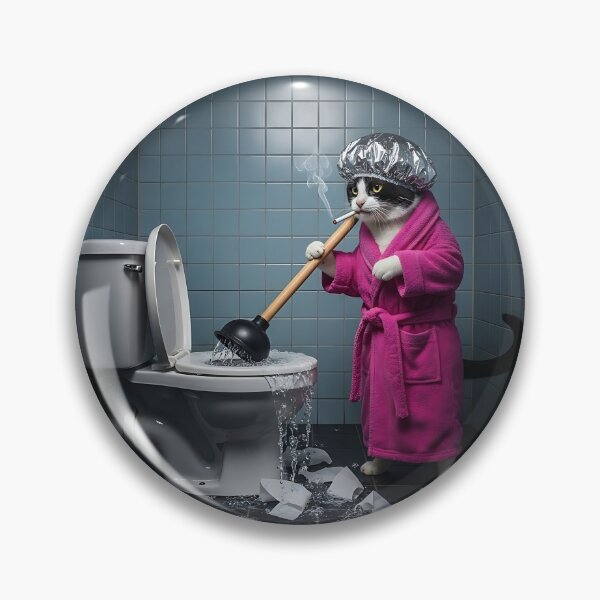 Item preview, Funny Cat Plumber in Pink Robe designed and sold by Pawrizzma POD.