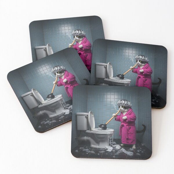 Item preview, Funny Cat Plumber in Pink Robe designed and sold by Pawrizzma POD.