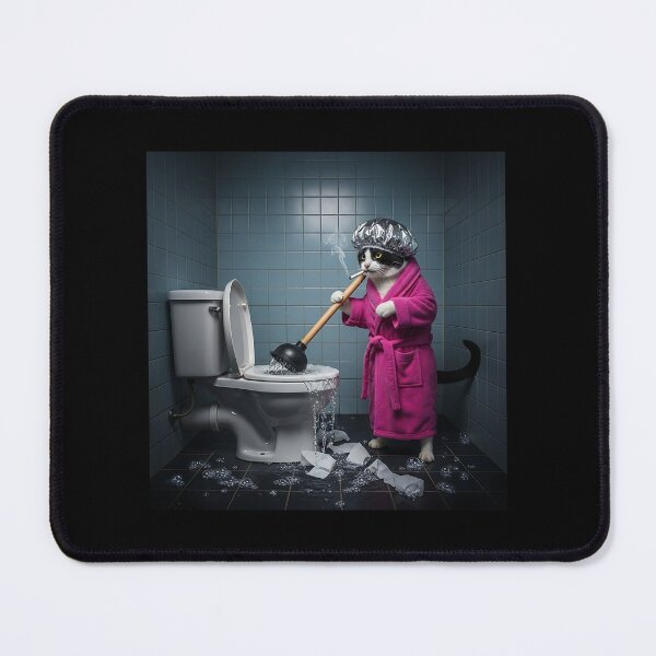 Item preview, Funny Cat Plumber in Pink Robe designed and sold by Pawrizzma POD.
