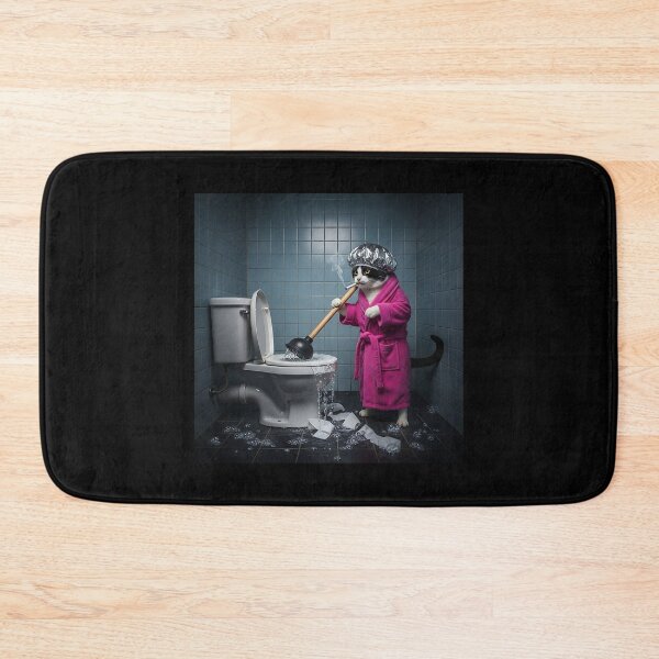 Item preview, Funny Cat Plumber in Pink Robe designed and sold by Pawrizzma POD.