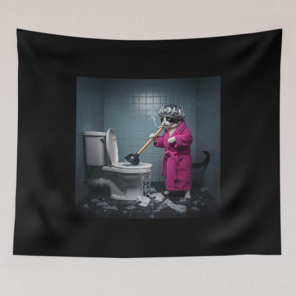 Item preview, Funny Cat Plumber in Pink Robe designed and sold by Pawrizzma POD.