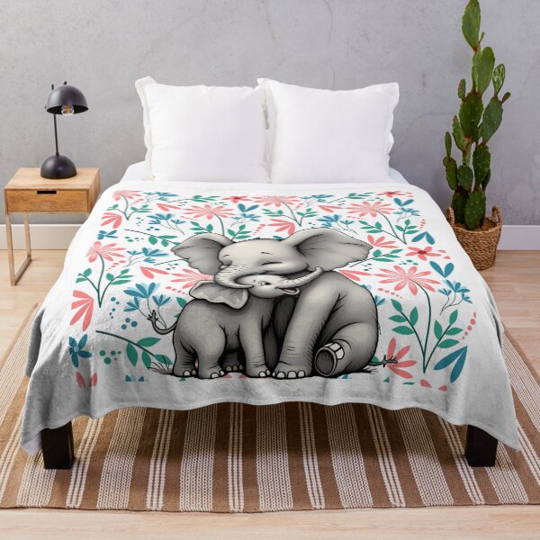 Item preview, Elephant and baby. Cute animal design with flowers designed and sold by SofikoDesigns.