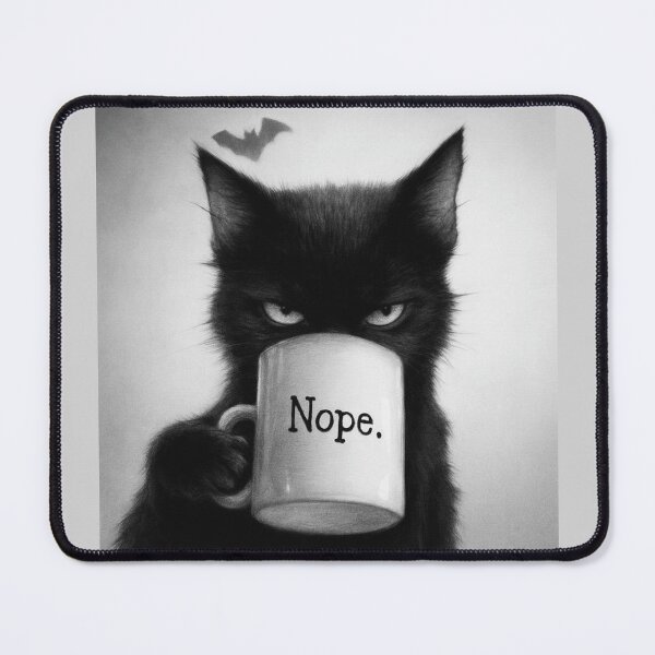 Item preview, Grumpy Black Cat “Nope” Coffee Mug Sarcastic Mood designed and sold by POD DYNASTY | Original Print On Demand T-Shirt Graphics.