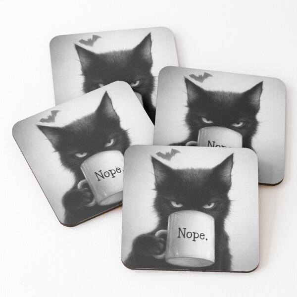 Item preview, Grumpy Black Cat “Nope” Coffee Mug Sarcastic Mood designed and sold by POD DYNASTY | Original Print On Demand T-Shirt Graphics.