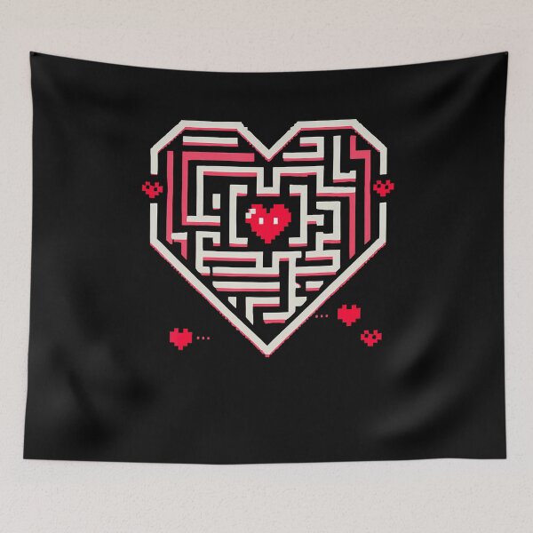 Item preview, Pixel Heart Maze For Gamers And Valentine Lovers designed and sold by MavisJoseph.