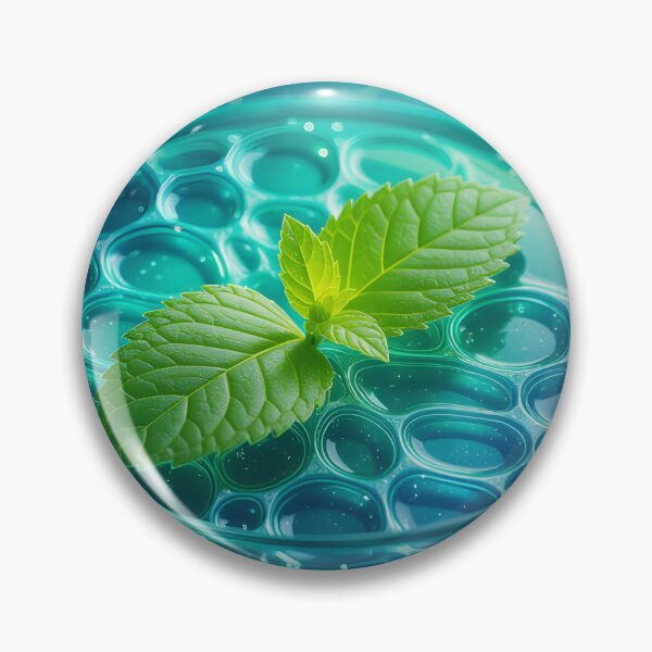 Item preview, Mint Leaf in Petri Dish – Futuristic Blue Chemistry and Herb Illustration designed and sold by EmeraldeaArt.