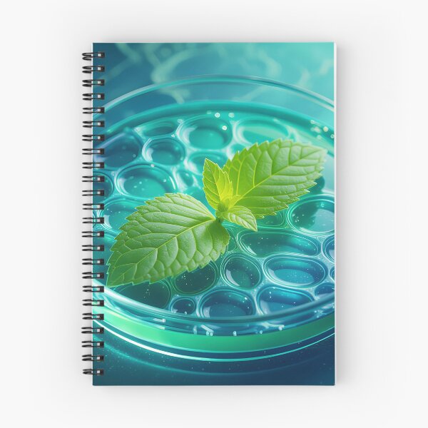 Item preview, Mint Leaf in Petri Dish – Futuristic Blue Chemistry and Herb Illustration designed and sold by EmeraldeaArt.