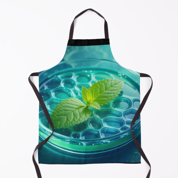 Item preview, Mint Leaf in Petri Dish – Futuristic Blue Chemistry and Herb Illustration designed and sold by EmeraldeaArt.